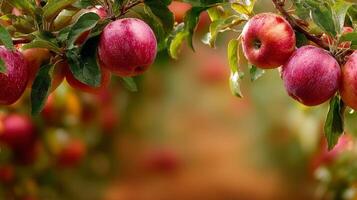 Red Apples on a Branch in an Orchard photo
