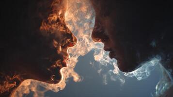 Abstract Portrait of a Couple Emerging from Smoke photo