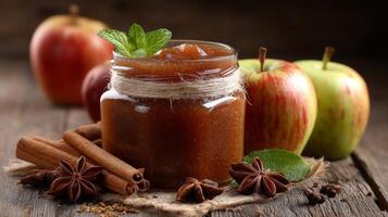 Homemade Applesauce with Cinnamon and Star Anise photo