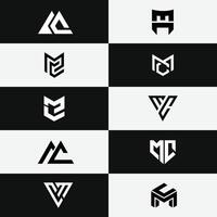 letter Cm or Mc abstract monogram simple minimal logo set vector