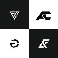 letter Cf or Fc initial abstract monogram unique logo set vector