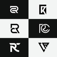 letter Cr or Rc initial abstract monogram logo set vector