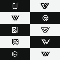 letter Cw or Wc initial monogram minimal logo set vector