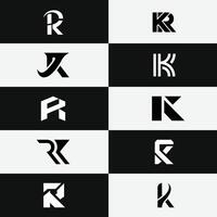 KR or RK Initial Logo Set Royal Typography Alphabet Design Collection vector