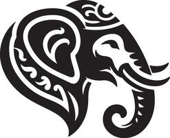 An elephant head with a tribal design vector