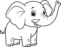 An elephant coloring page for kids vector