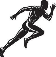 A silhouette of a man running in a black and white design vector