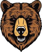 A bear head with a big mouth and a big nose vector