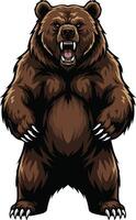 A cartoon bear with its mouth open and its claws out vector