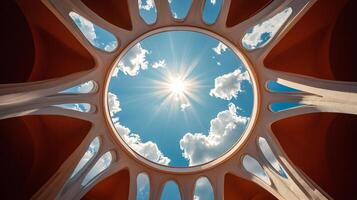 Sunlit Clouds Casting Shadows Inside An Architectural Dome photo