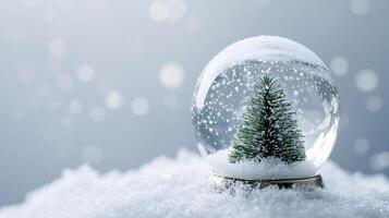 Enchanting Holiday Snow Globe with Tiny Pine Tree Inside photo