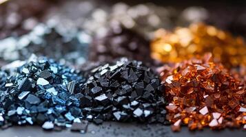 piles of sparkling rare earth elements showcasing intricate textures photo