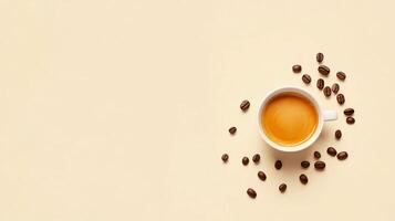 A Cozy Flat Lay Arrangement Featuring a Warm Cup of Coffee photo