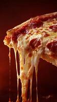 A Mouthwatering Slice of Deep-Dish Pizza with Oozing Mozzarella photo