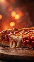 Realistic Food Photography of a Deep-Dish Pizza Covered in Cheese photo