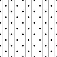 Polka dot and vertical stripes, black white seamless pattern hand drawn illustration, decorative texture of round circles and lines, simple minimalist repeat ornament for textile, gift paper vector