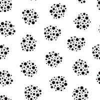 Polka dot seamless pattern hand drawn illustration, decorative texture of formless stains made of black dots of different sizes, simple minimalist repeat ornament for textile, gift paper vector
