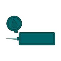 Open disposable lancet with a visible needle and detached cap showing a blood drop symbol. Used for finger pricking to obtain blood for glucose testing. Concept of diabetes mellitus, chronic illness. vector