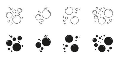 Bubble Cluster and Soap Foam Line And Solid Icon Set. Floating Air Bubbles And Water Droplets Symbol Collections. Isolated Illustration vector