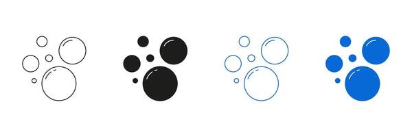 Rising Soap Bubbles And Carbonated Foam Line And Solid Icon Set. Water Droplets And Air Effervescence Symbol Collection. Isolated Illustration vector