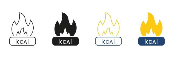 Calories Burn Line and Silhouette Icon. Physical Exercise, Weight Management Activity. Fitness Tracking Outline and Solid Icon. Editable Stroke. Isolated Illustration vector