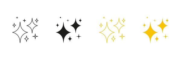 Sparkle And Star Line And Solid Icon Set. Shimmer And Shine Symbol Collection. Isolated Illustration vector
