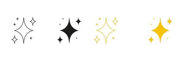 Sparkle And Starburst Emblem Line And Solid Icon Set. Shining Twinkle And Glitter Symbol Collection. Isolated Illustration vector