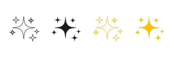 Sparkle And Shine Line And Solid Icon Set. Star Burst And Glitter Symbol Collection. Isolated Illustration vector