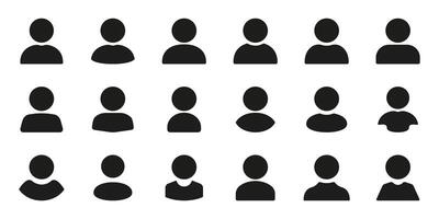 User Profile Avatar Solid Icon Set. Diverse User Silhouette Symbol Collection. Represents Online Identity, Social Media, And Digital Presence. Isolated Illustration vector