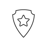 Shield With Star Line Icon. Security, Protection, And Safety Symbol. Defense And Guarding Concept. Editable Stroke. Isolated Illustration vector