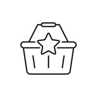 Shopping Basket With Star Line Icon. Premium Product Selection And Featured Items Outline Symbol. E-Commerce And Retail Highlight. Editable Stroke. Isolated Illustration vector