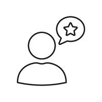 User With Star Speech Bubble Line Icon. Customer Feedback, Review, And Rating Outline Symbol. Client Satisfaction And Testimonial Representation. Editable Stroke. Isolated Illustration vector