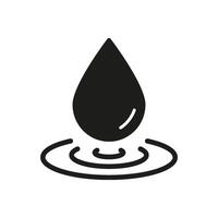 Water Drop With Ripple Solid Icon. Fluid Dynamics, Hydration, And Environmental Awareness Silhouette Symbol. Conservation And Sustainability Concept. Isolated Illustration vector