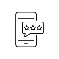 Mobile Review Rating Line Icon. Customer Feedback And Online Rating System Outline Symbol. User Experience And Satisfaction Evaluation. Editable Stroke. Isolated Illustration vector
