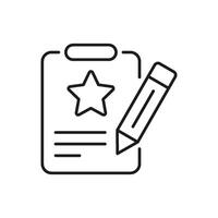 Clipboard With Star And Pencil Line Icon. Feedback And Review Outline Symbol. Evaluation And Rating Concept. Editable Stroke. Isolated Illustration vector