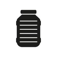 Large Water Dispenser Bottle, Refillable Cooler Jug With Label And Cap Silhouette Icon. Drinking Container for Office, Home, and Hydration Solid Symbol. Isolated Illustration vector