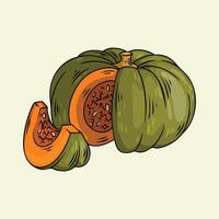 Detailed of a pumpkin with a slice vector