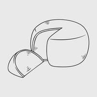 Thin Line Illustration of Whole Edam Cheese with Slices vector