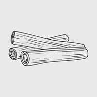 Line art illustration of cinnamon sticks vector