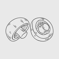 Thin Line Illustration of a Whole Portobello Mushroom vector
