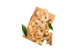 ginger Cutting board table, isolated on white background top view photo