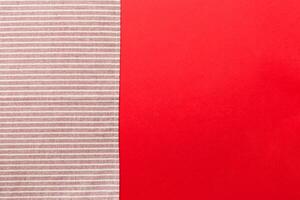 top view red empty kitchen napkin isolated on table background. photo