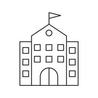 School Building Line Icon. Educational Institution, Learning Center, And Academic Facility Outline Symbol. Architecture And Campus Design. Editable Stroke. Isolated Illustration vector
