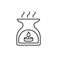 Aromatherapy Oil Burner Line Icon. Relaxation, Stress Relief, And Home Fragrance Diffuser Outline Symbol. Spa And Wellness. Editable Stroke. Isolated Illustration vector
