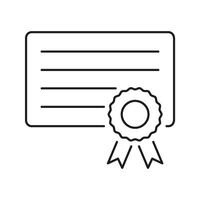 Certificate With Ribbon Line Icon. Achievement Recognition, Award Certification, And Professional Qualification Outline Symbol. Educational Success. Editable Stroke. Isolated Illustration vector