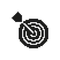 Target With Arrow Pixel Art Icon. Precision, Goal Achievement, And Success Symbol. Strategic Planning And Focus Representation. Isolated Illustration vector