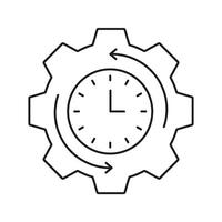 Clock And Gear Solid Icon. Time Management And Process Optimization Outline Symbol. Efficiency And Productivity Enhancement. Editable Stroke. Isolated Illustration vector