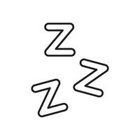 Zzz Sleep Symbol Line Icon. Rest, Relaxation, And Sleep Indication Outline Symbol. Sleepiness And Nap Time Representation. Editable Stroke. Isolated Illustration vector