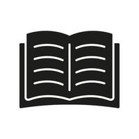 Open Book Solid Icon. Knowledge, Education, And Learning Silhouette Symbol. Reading And Literature Representation. Isolated Illustration vector
