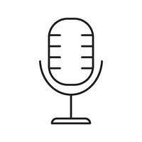 Microphone Line Icon. Audio Recording, Podcasting, And Broadcasting Outline Symbol. Sound Equipment For Media Production. Editable Stroke. Isolated Illustration vector
